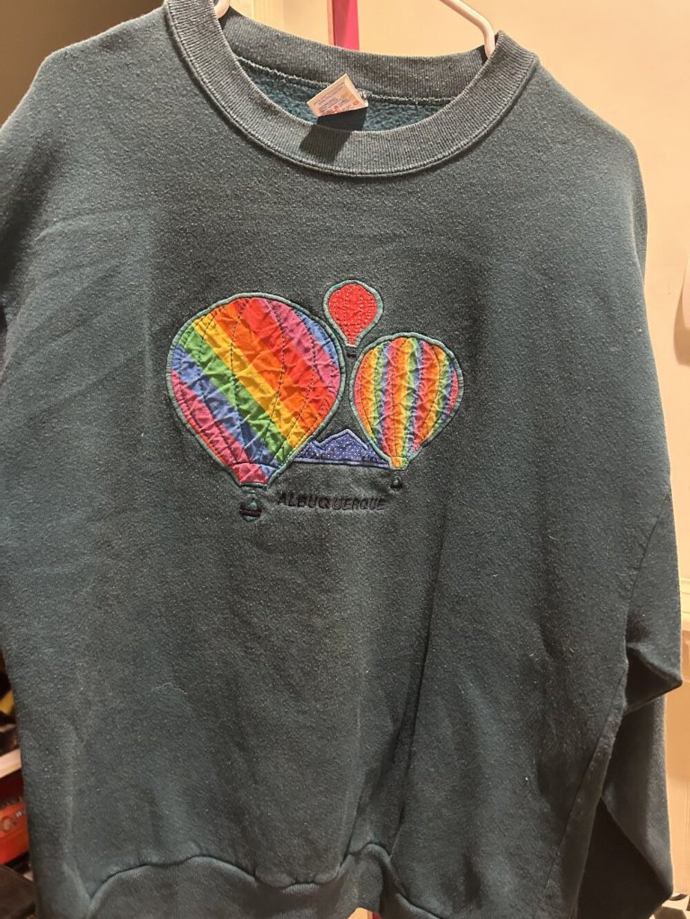 Vintage Jerzees Albuquerque Hot Air Balloon Applique Sweatshirt L